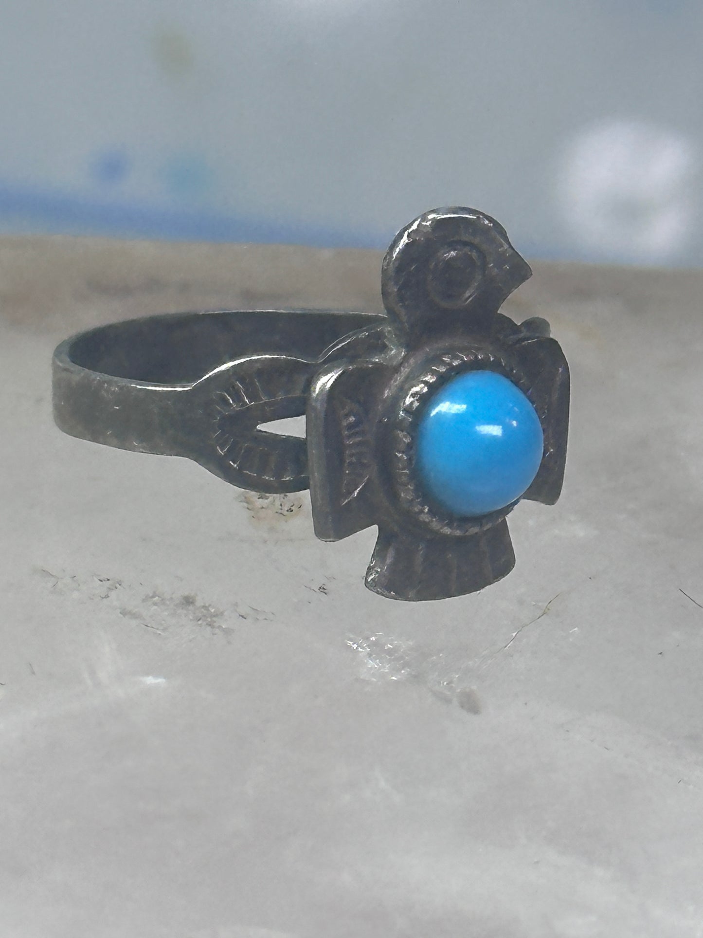 Phoenix ring Turquoise ring Navajo band size 4.50 sterling silver women girls