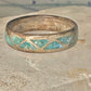 Vintage Zuni wedding band turquoise chips size 8 band sterling silver women men