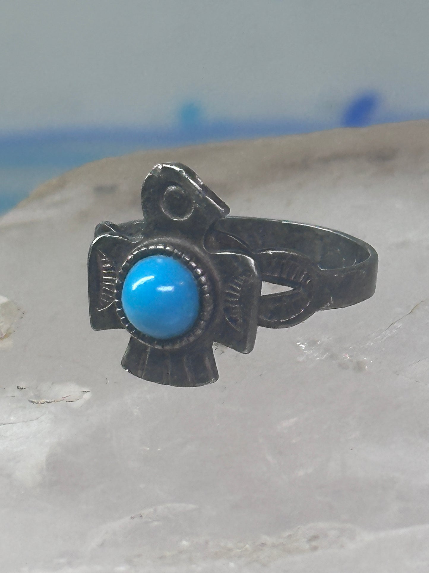 Phoenix ring Turquoise ring Navajo band size 4.50 sterling silver women girls