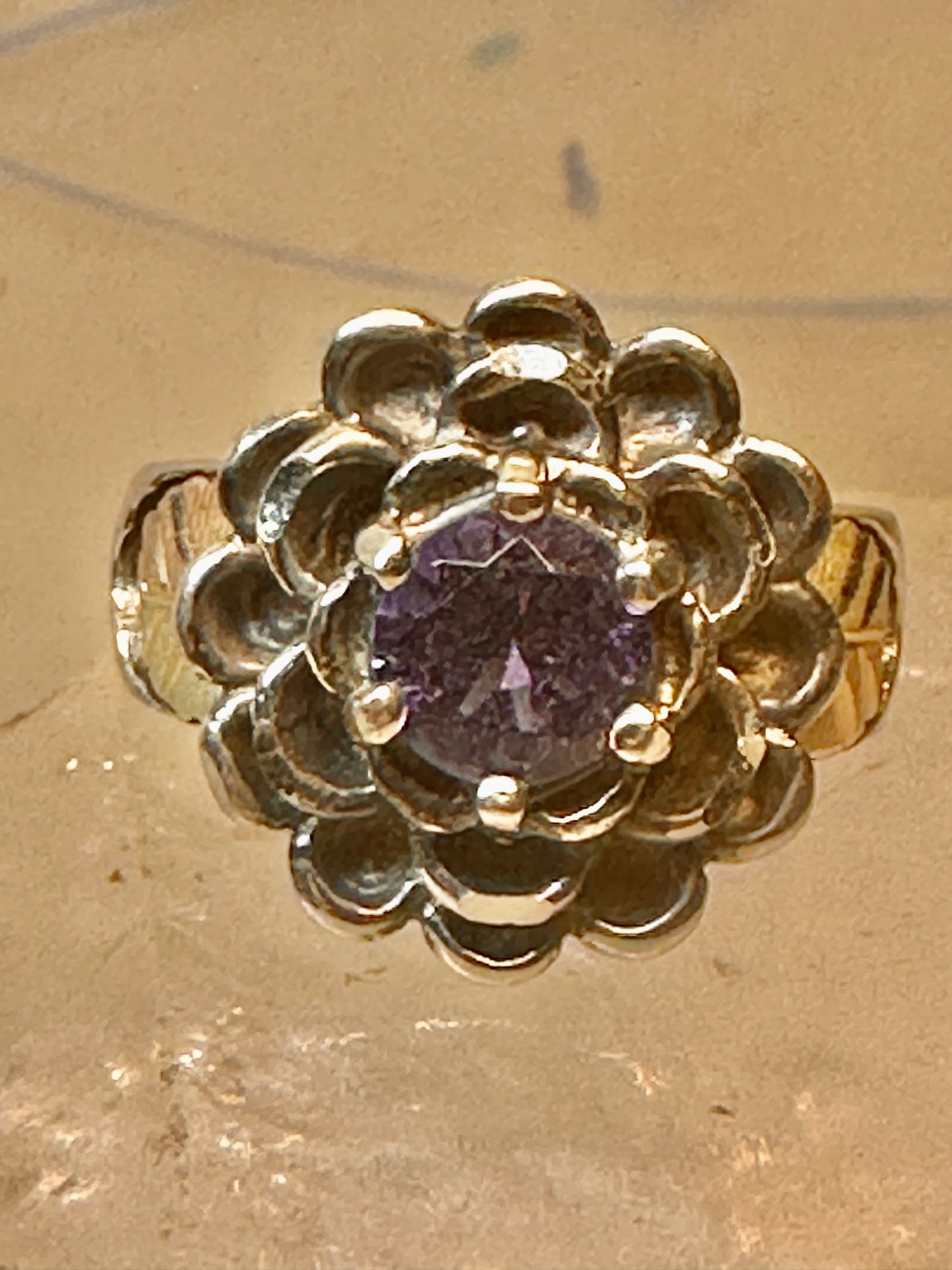 Black Hills Gold ring size 5 Flower Amethyst leaves band women