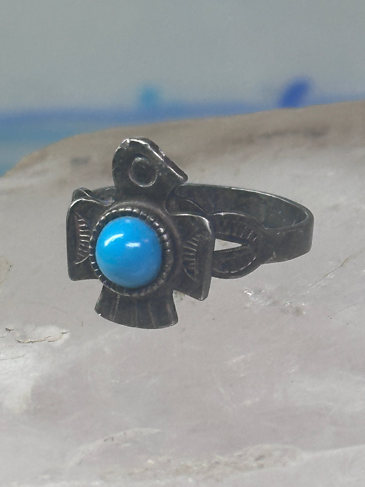Phoenix ring Turquoise ring Navajo band size 4.50 sterling silver women girls