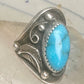 Vintage Navajo Signed JW Sterling Silver Turquoise Leaf Applique Ring Size 4.75 925