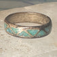 Vintage Zuni wedding band turquoise chips size 8 band sterling silver women men