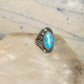 Vintage Navajo Signed JW Sterling Silver Turquoise Leaf Applique Ring Size 4.75 925