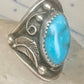 Vintage Navajo Signed JW Sterling Silver Turquoise Leaf Applique Ring Size 4.75 925