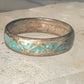 Vintage Zuni wedding band turquoise chips size 8 band sterling silver women men