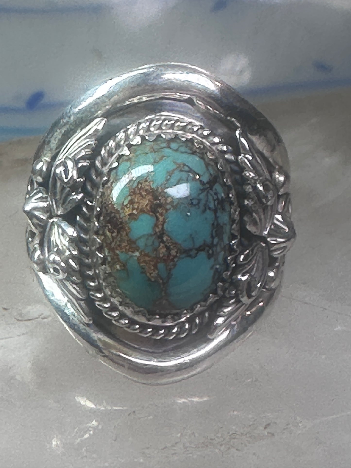 Turquoise ring Navajo band size 10 sterling silver women men