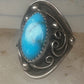 Vintage Navajo Signed JW Sterling Silver Turquoise Leaf Applique Ring Size 4.75 925