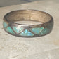Vintage Zuni wedding band turquoise chips size 8 band sterling silver women men