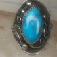 Vintage Navajo Signed JW Sterling Silver Turquoise Leaf Applique Ring Size 4.75 925