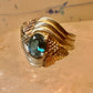 Black Hills Gold ring size 8.75 Flower aquamarine sterling silver leaves band women