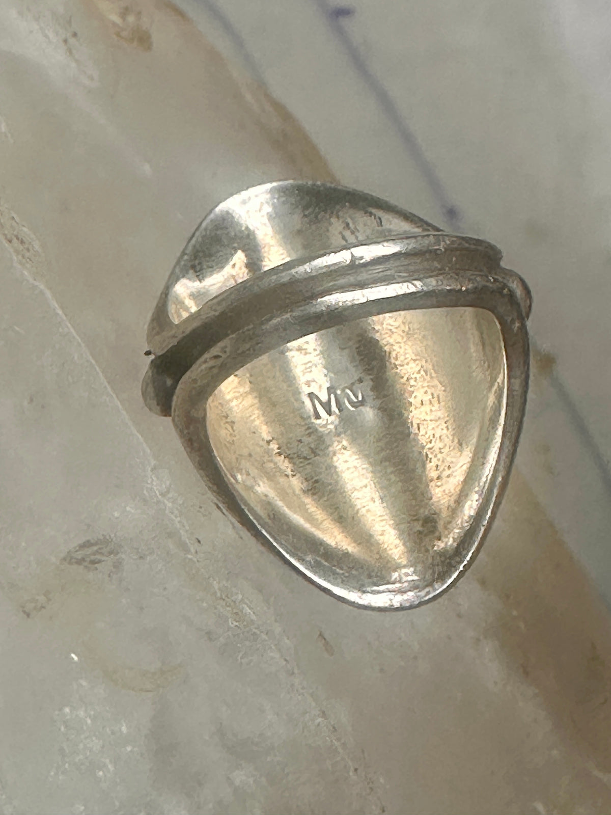 Vintage Navajo Signed JW Sterling Silver Turquoise Leaf Applique Ring Size 4.75 925