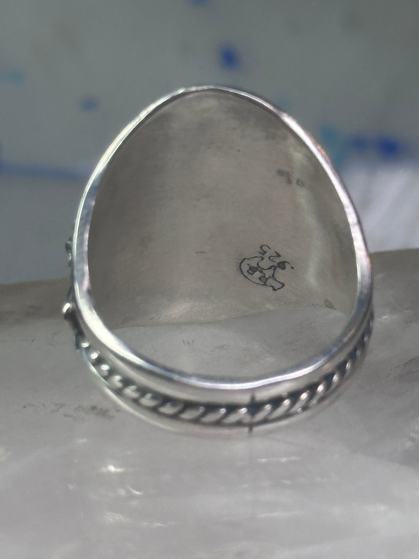 Turquoise ring Navajo band size 10 sterling silver women men