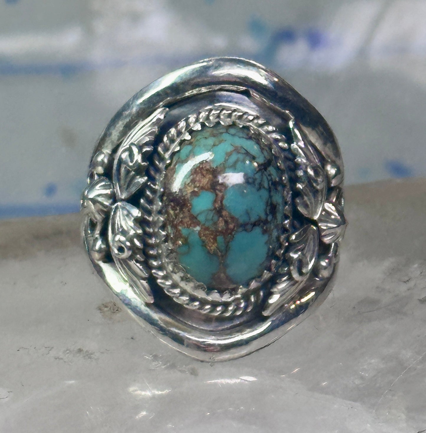 Turquoise ring Navajo band size 10 sterling silver women men