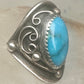 Vintage Navajo Signed JW Sterling Silver Turquoise Leaf Applique Ring Size 4.75 925