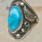 Vintage Navajo Signed JW Sterling Silver Turquoise Leaf Applique Ring Size 4.75 925