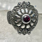 Art Deco ring marcasite band garnet Solid band Size 4.50 sterling silver women girls