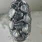 Navajo ring Saddle Mother or Pearl MOP knuckle band size 8 sterling silver women