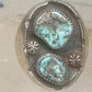 Vintage Navajo Southwestern Sterling Silver Two Stone Turquoise Starburst Shield Ring Size 10 925
