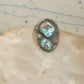 Vintage Navajo Southwestern Sterling Silver Two Stone Turquoise Starburst Shield Ring Size 10 925