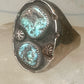 Vintage Navajo Southwestern Sterling Silver Two Stone Turquoise Starburst Shield Ring Size 10 925