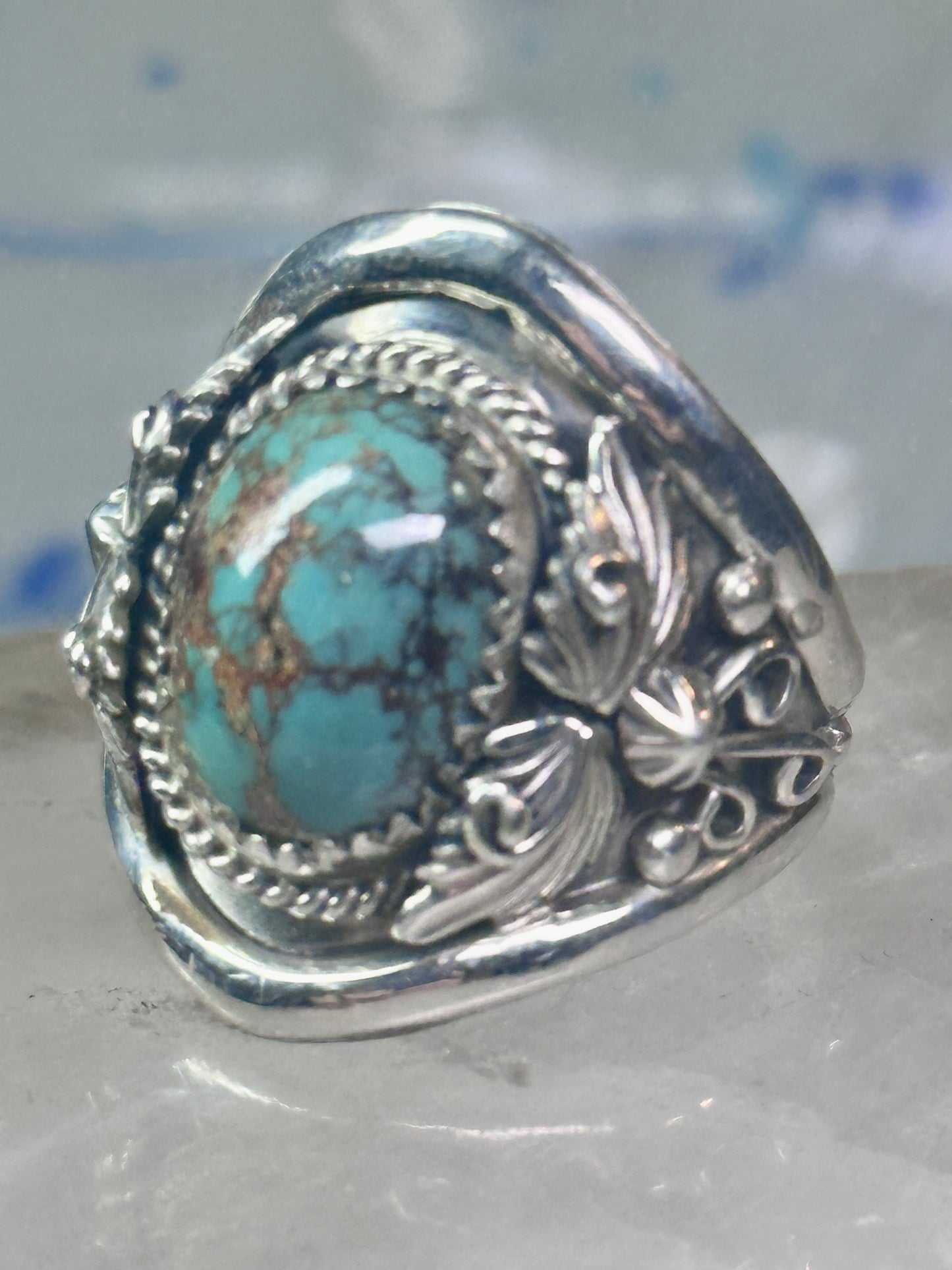 Turquoise ring Navajo band size 10 sterling silver women men
