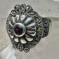 Art Deco ring marcasite band garnet Solid band Size 4.50 sterling silver women girls