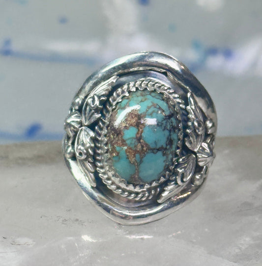 Turquoise ring Navajo band size 10 sterling silver women men