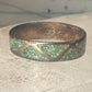 Vintage Zuni wedding band turquoise chips size 10.75 band sterling silver women men