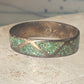 Vintage Zuni wedding band turquoise chips size 10.75 band sterling silver women men