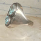 Vintage Navajo Southwestern Sterling Silver Two Stone Turquoise Starburst Shield Ring Size 10 925