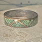 Vintage Zuni wedding band turquoise chips size 10.75 band sterling silver women men