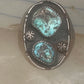 Vintage Navajo Southwestern Sterling Silver Two Stone Turquoise Starburst Shield Ring Size 10 925