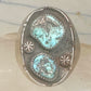 Vintage Navajo Southwestern Sterling Silver Two Stone Turquoise Starburst Shield Ring Size 10 925