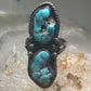 Long Turquoise ring Navajo Vintage size 11.50 sterling silver women