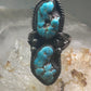 Long Turquoise ring Navajo Vintage size 11.50 sterling silver women
