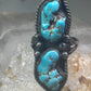 Long Turquoise ring Navajo Vintage size 11.50 sterling silver women