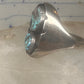Vintage Navajo Southwestern Sterling Silver Two Stone Turquoise Starburst Shield Ring Size 10 925