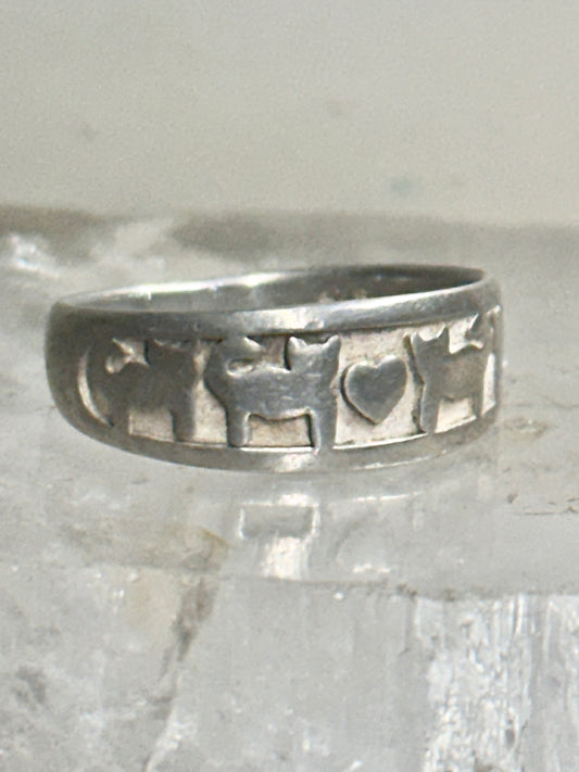 Cat Lovers ring band Hearts Love size 8 sterling silver women girls
