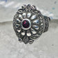 Art Deco ring marcasite band garnet Solid band Size 4.50 sterling silver women girls