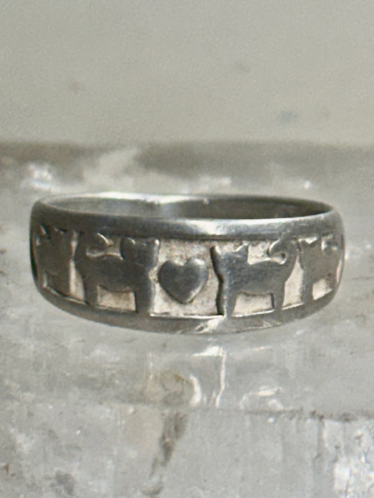 Cat Lovers ring band Hearts Love size 8 sterling silver women girls