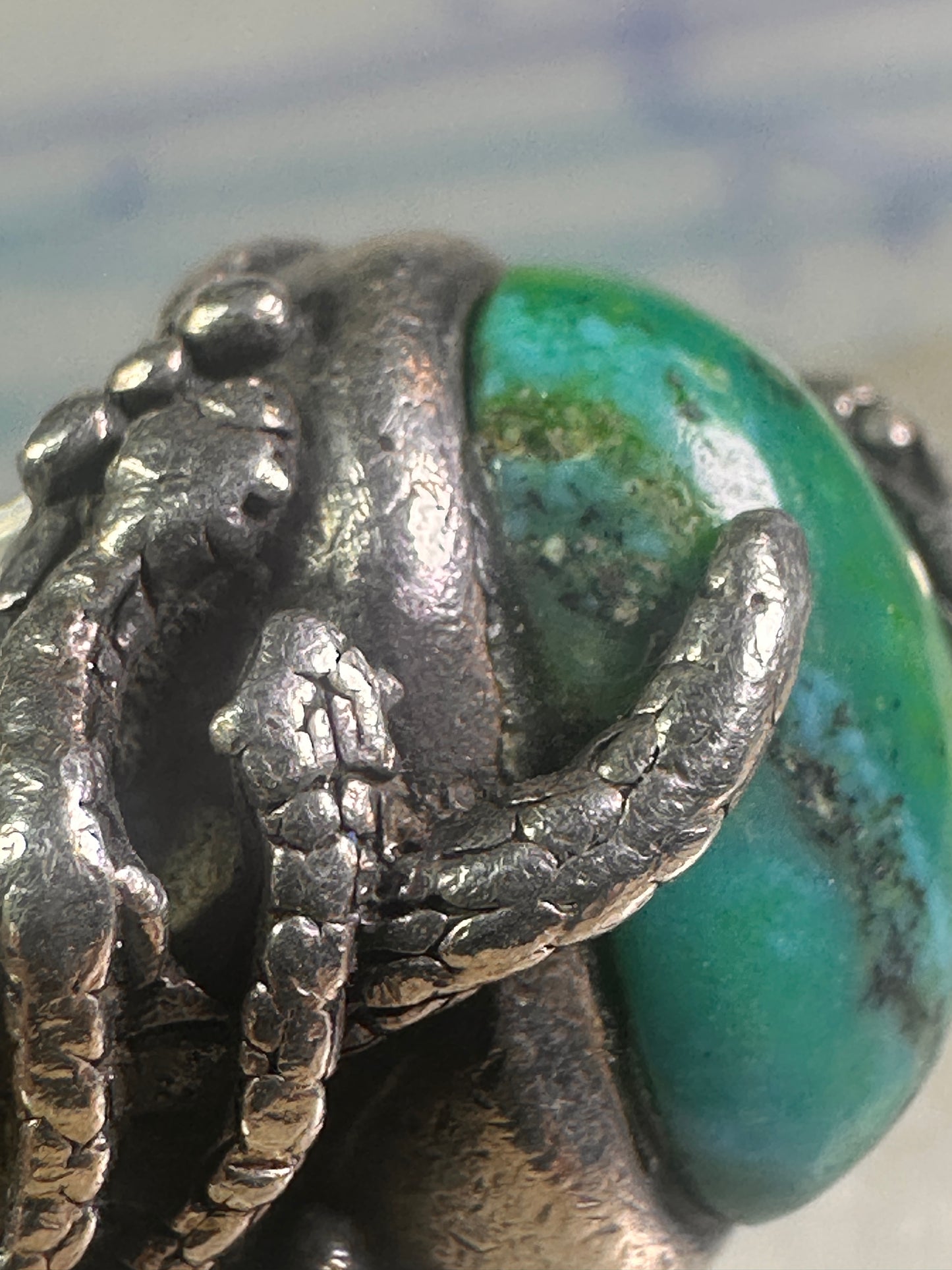 Southwest four snakes snake ring turquoise size 7.25 sterling silver women men