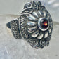 Art Deco ring marcasite band garnet Solid band Size 4.50 sterling silver women girls