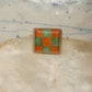 Vintage Southwestern Sterling Silver Goldstone Green Jade Checkerboard Signet Ring Size 10 925