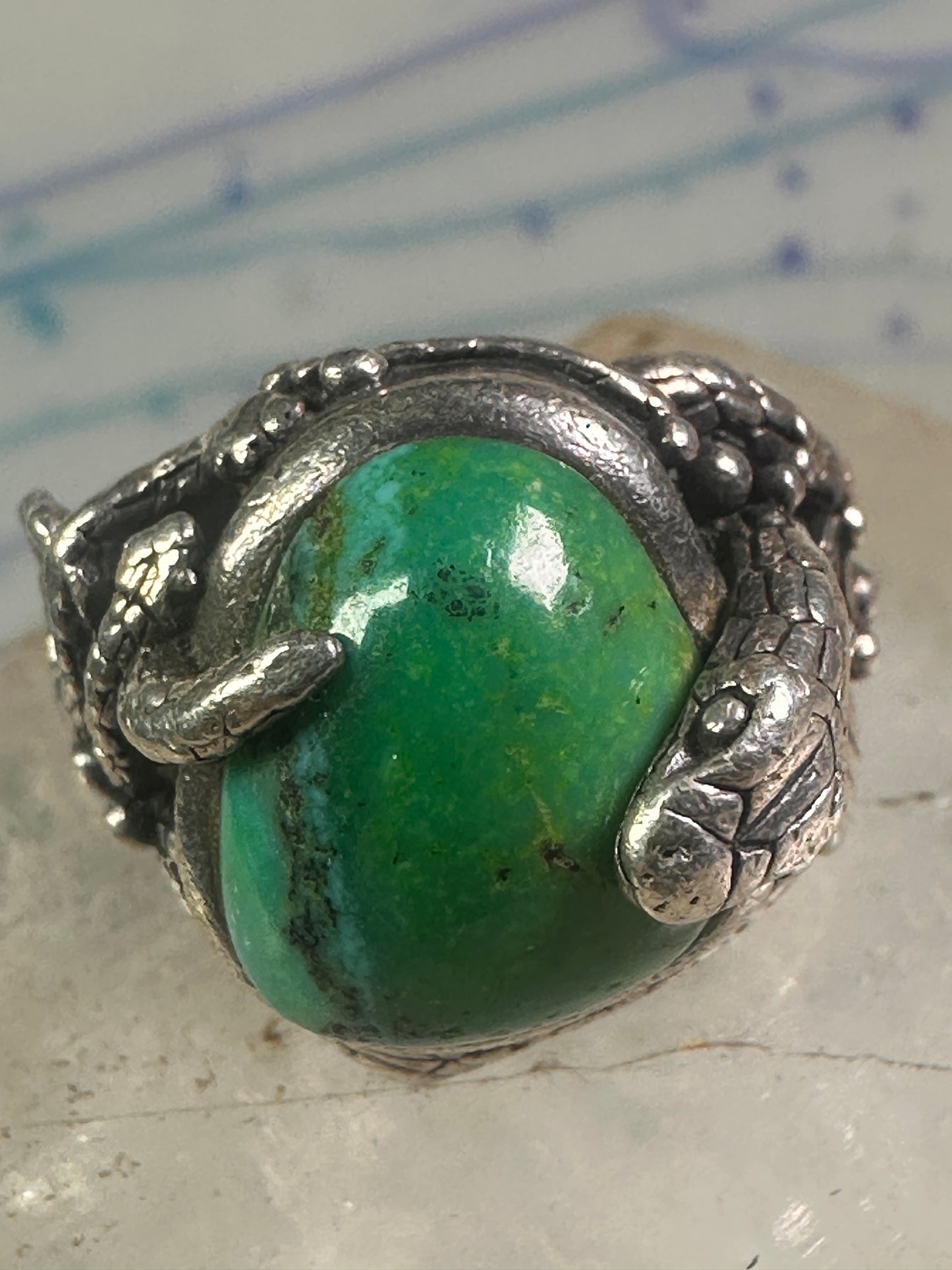 Southwest four snakes snake ring turquoise size 7.25 sterling silver women men