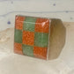 Vintage Southwestern Sterling Silver Goldstone Green Jade Checkerboard Signet Ring Size 10 925