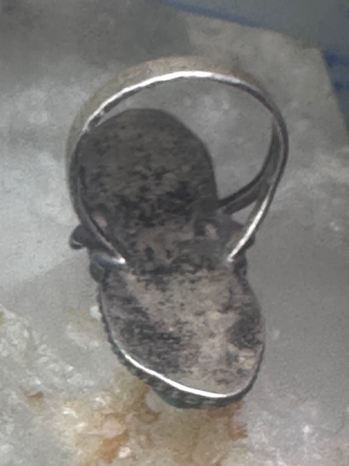 Long Turquoise ring Navajo Vintage size 11.50 sterling silver women