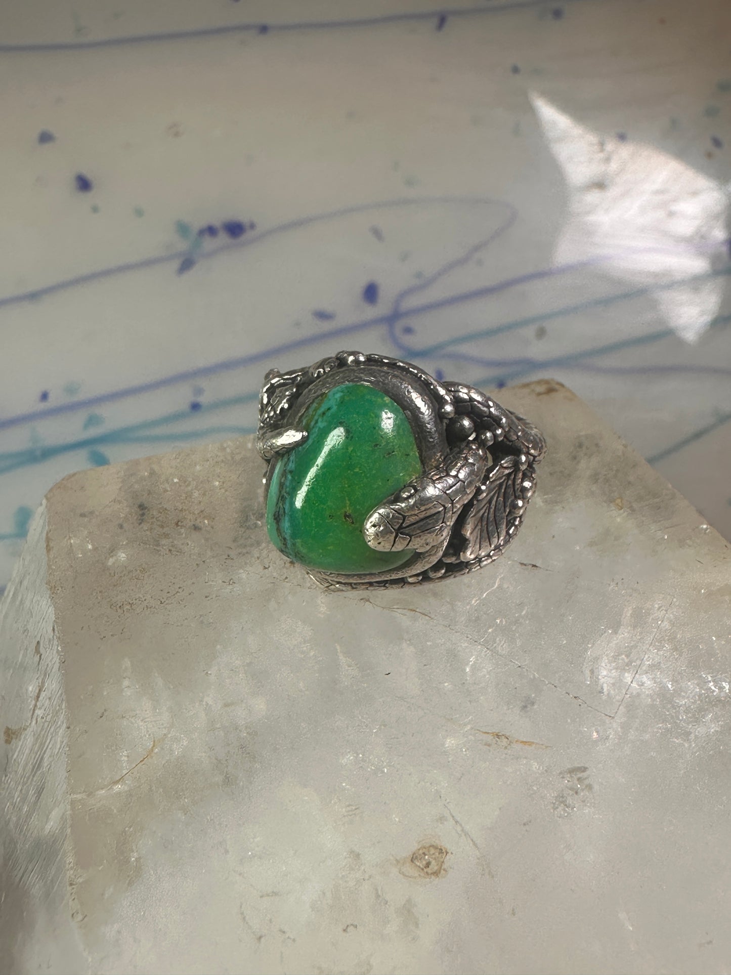 Southwest four snakes snake ring turquoise size 7.25 sterling silver women men