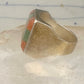 Vintage Southwestern Sterling Silver Goldstone Green Jade Checkerboard Signet Ring Size 10 925