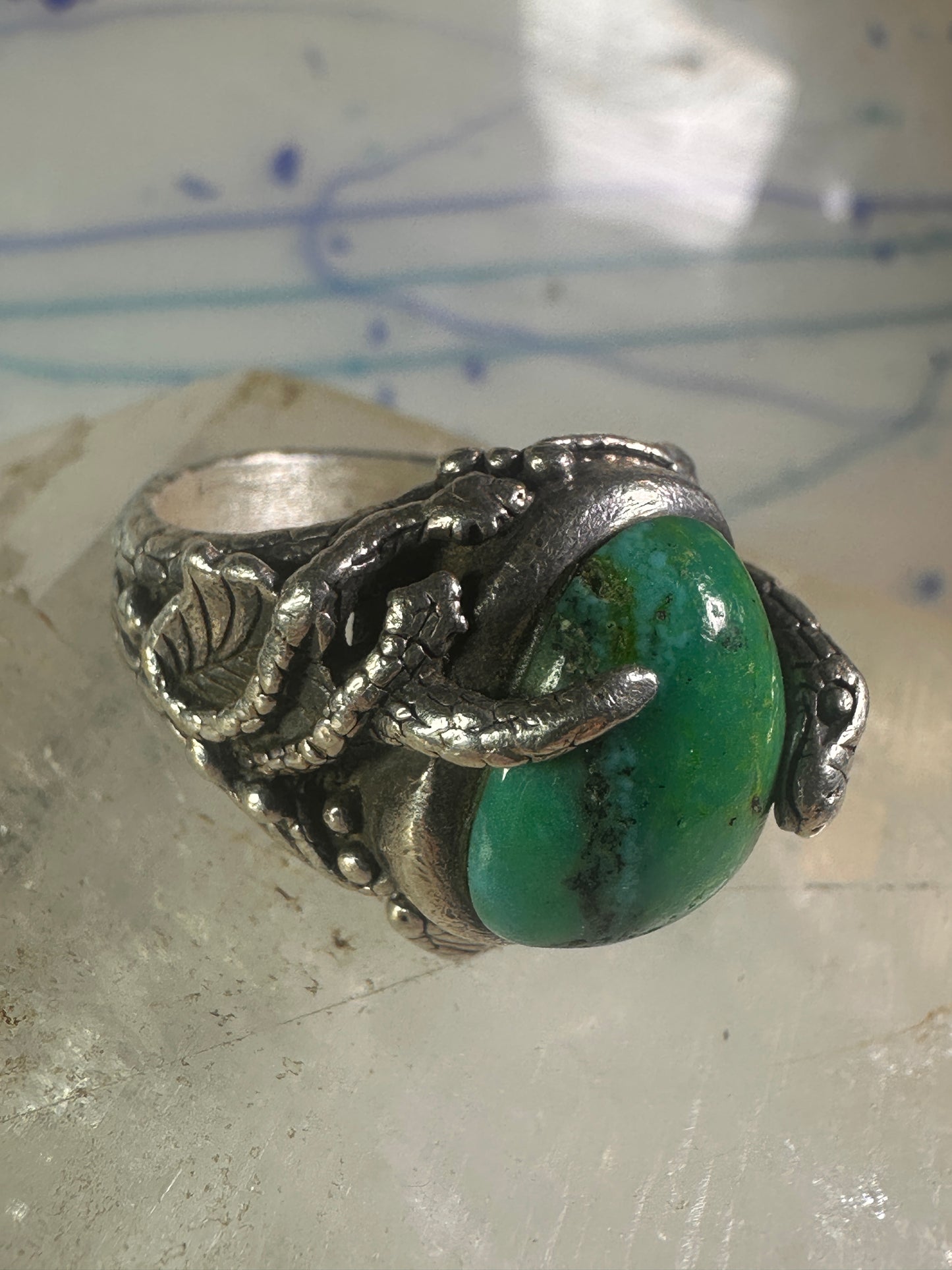 Southwest four snakes snake ring turquoise size 7.25 sterling silver women men
